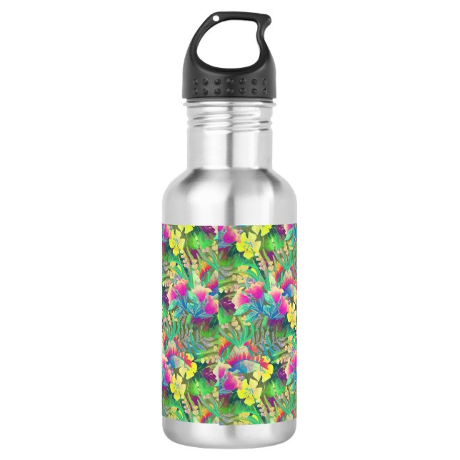 Garrafa Design de Flores Tropicais (Frente)