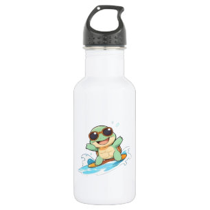 Garrafa Design de Praia de Verão de Tartaruga Surfista Chi