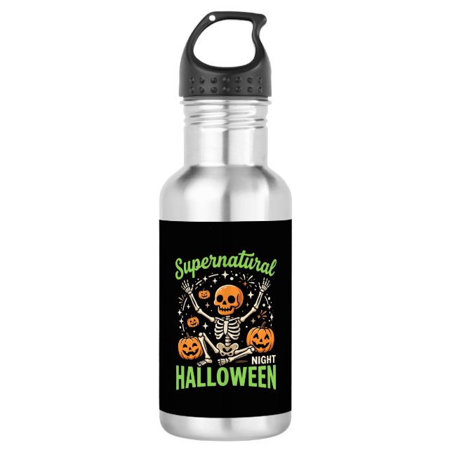 Garrafa Design de Vetor de Halloween de Esqueleto Supernat (Frente)