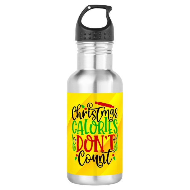 Garrafa Design Divertido de Natal - Calorias Não Contam (Frente)