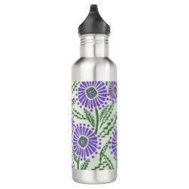 Garrafa Design Floral Branco, Verde, Lavanda De Bloco