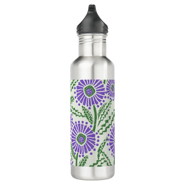 Garrafa Design Floral Branco, Verde, Lavanda De Bloco (Direita)