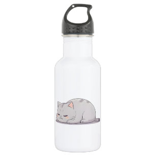 Garrafa Design Kawaii de Gato Sonolento e Mal-Humorado