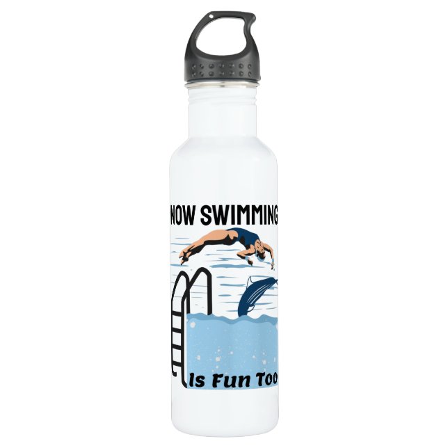 Garrafa Design Perfeito Nadador - Agora Nadar é Divertido  (Frente)