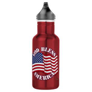 Garrafa Deus Abençoe o Americano com a Bandeira dos EUA