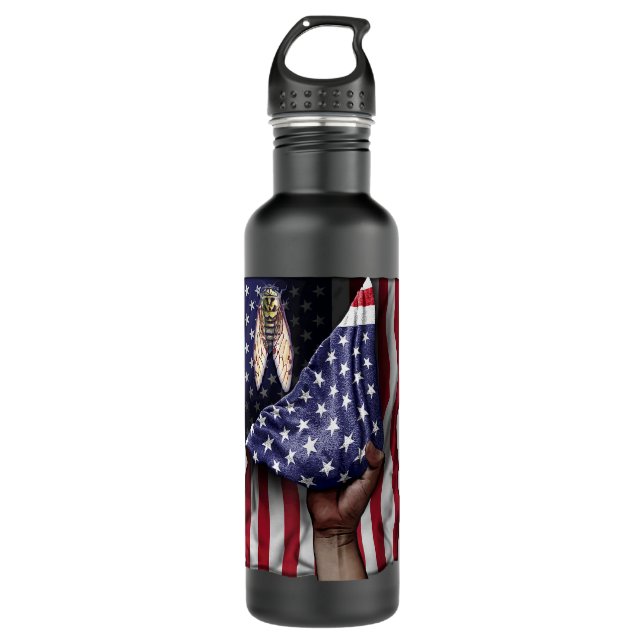 Garrafa Dia da Independência Bandeira Americana Cicada (Frente)