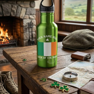 Garrafa Dia de São Patrício Bandeira da Irlanda Nome Perso
