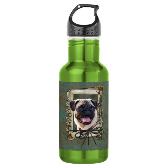Garrafa Dia dos pais - patas de pedra - Pug (Frente)