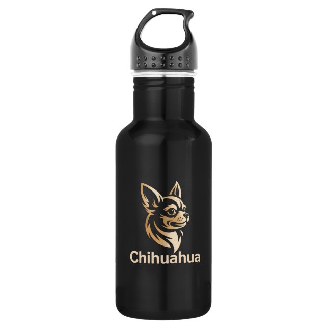 Garrafa Diseño Premium de Chihuahua en Dorado (Frente)