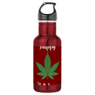 Garrafa Divertido Feliz Holidaze Folha de Maconha Personal