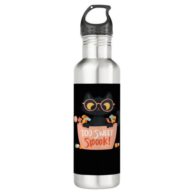 Garrafa Doces De Halloween De Gato Preto E Bonito - P (Frente)