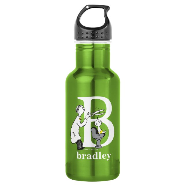 Garrafa Dr. Seuss ABC: Carta B - Branco | Adicione seu nom (Frente)