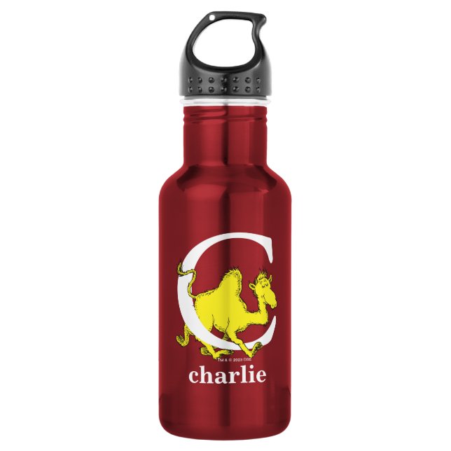 Garrafa Dr. Seuss ABC: Carta C - Branco | Adicione seu nom (Frente)