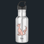 Garrafa Dr. Seuss | Raposa Rosa<br><div class="desc">Este design oficialmente licenciado do Dr. Seuss apresenta uma ilustração clássica e minimalista do caprichoso personagem raposa rosa. O personagem é retratado sentado com os olhos fechados e uma cauda farta, acompanhado pela palavra "raposa" e pela assinatura autêntica do Dr. Seuss. Esta obra de arte simples, porém reconhecível, captura o...</div>