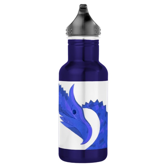 Garrafa dragão de coração azul sobre branco (Direita)