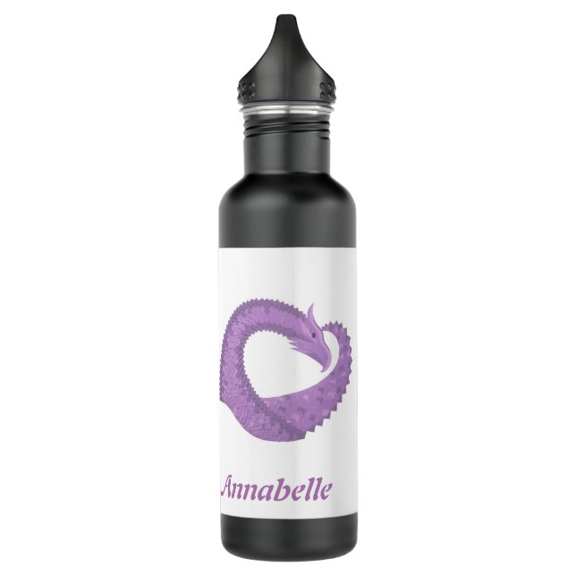 Garrafa Dragão roxo de lavanda personalizado em branco (Esquerda)