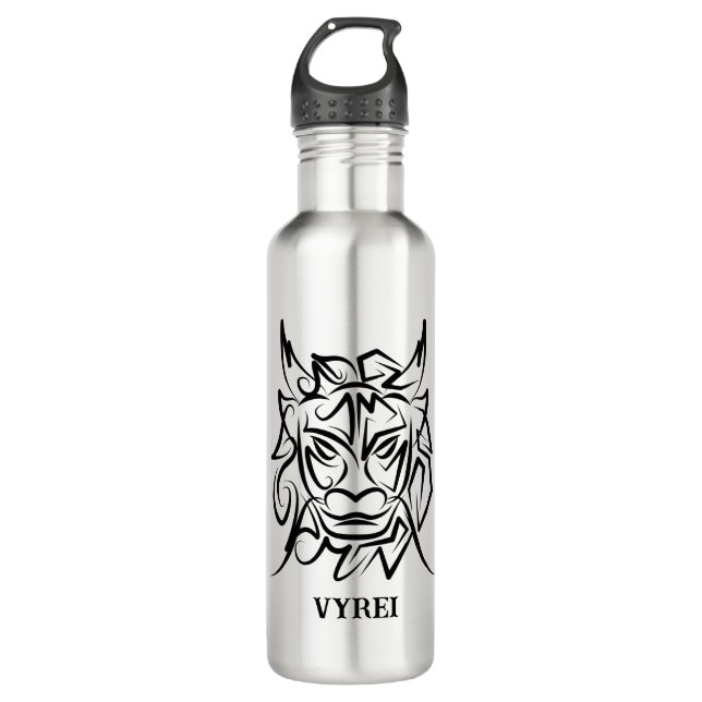 Garrafa Dragão Tribal Negro e Branco (Frente)