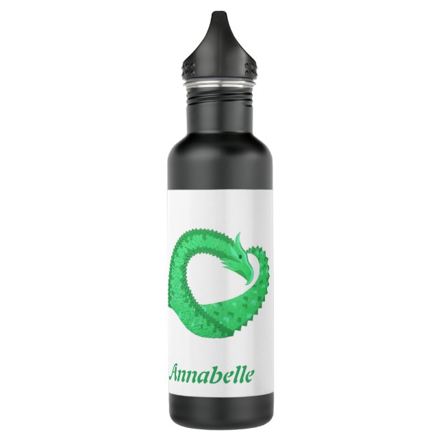Garrafa Dragão verde personalizado em branco (Esquerda)