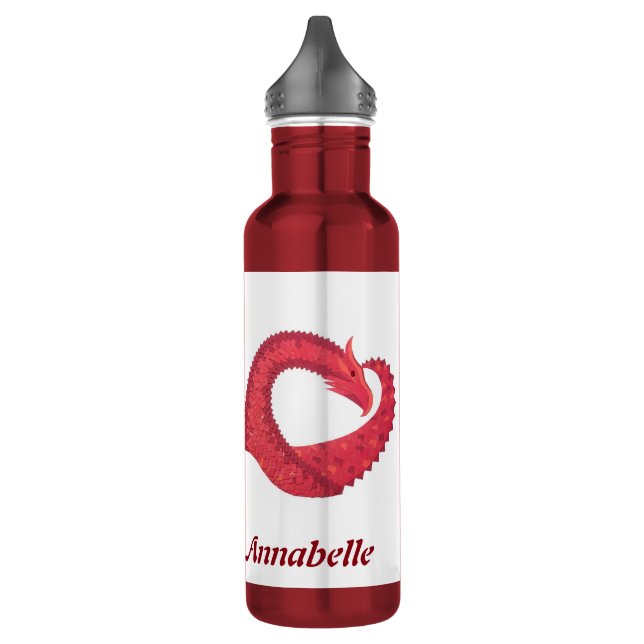 Garrafa Dragão vermelho personalizado em branco (Esquerda)