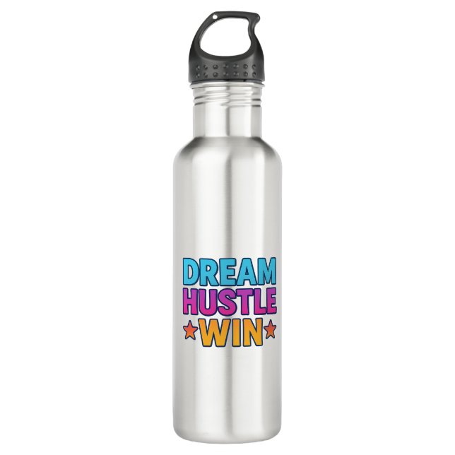 Garrafa Dream Hustle Win - Frasco Motivacional (Frente)