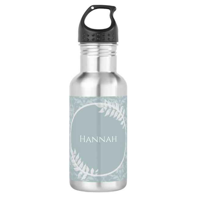 Garrafa Dusty Blue Elegant Damask Personalizado (Frente)