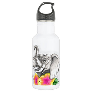 Garrafa Elefante com Design de Hibiscus