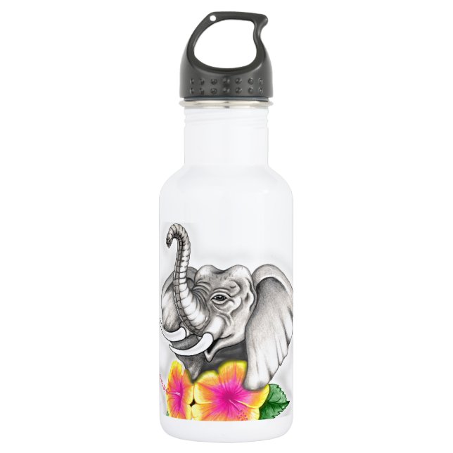 Garrafa Elefante com Design de Hibiscus (Frente)