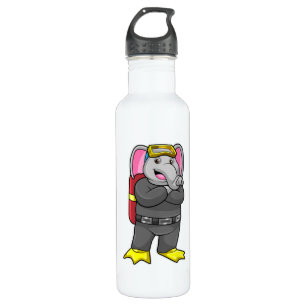 Garrafa Elefante como mergulhador com óculos de mergulho