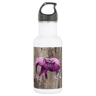 Garrafa Elefante floral colorido lunático no design de