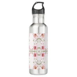 Garrafa Elegant Pink White Floral Water Bottle