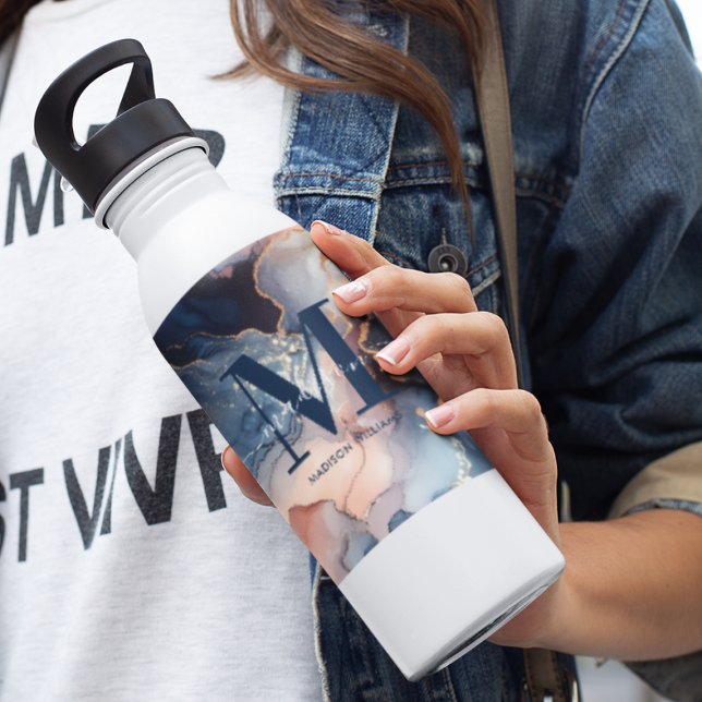 Garrafa Elegante Aquarela Abstrato Monograma de Agato de M (Criador carregado)