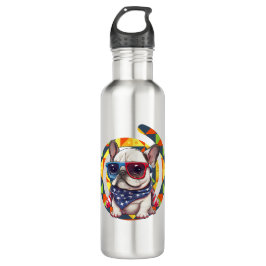 Garrafa Elegante Azul Padrão Floral Cerâmica