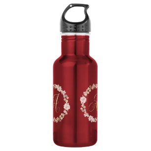 Garrafa Elegante Monograma de Floral Letra A Caneca de Cer