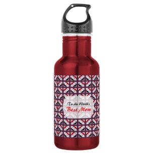 Garrafa Elegante Padrão Geométrico de Ameixa e Vermelho Pr