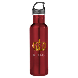 Garrafa Elegante Royal Dourado Crown Name Red