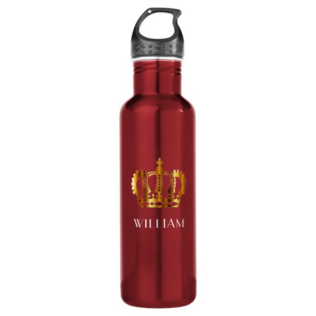 Garrafa Elegante Royal Dourado Crown Name Red (Frente)