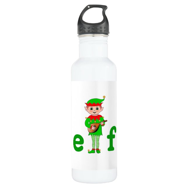 Garrafa Elf Musical Moderno em Branco (Frente)