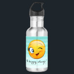 Garrafa Emoji Vencendo Adorável Seja feliz sempre<br><div class="desc">Adorável rosto Emoji piscando com mensagem motivacional.</div>