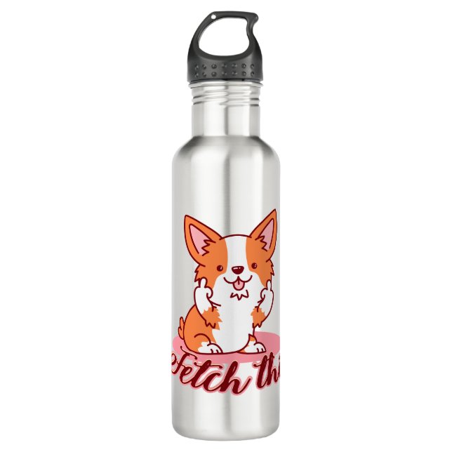 Garrafa Engraçado Cachorro Corgi Em Direto Procura Isto (Frente)