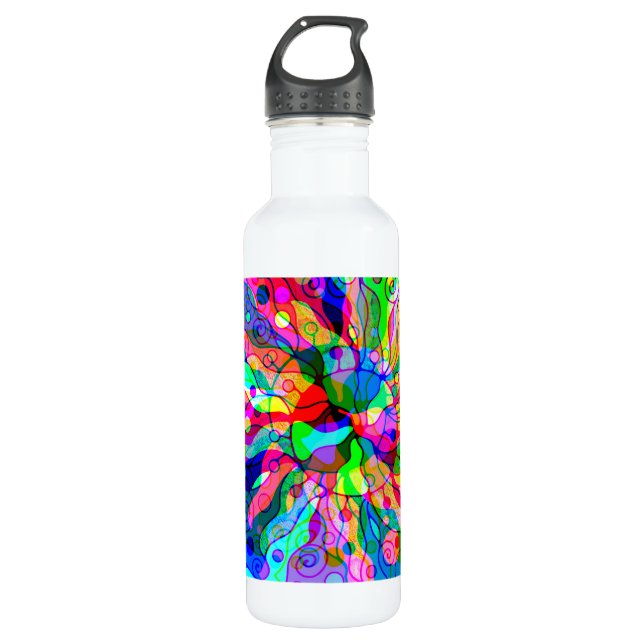 Garrafa Esboço de arte fantasiosa - Abstrato Neon Shift 1 (Frente)