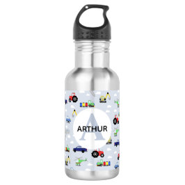 Garrafa Escola de Comboios e Crianças de Automóveis Azuis