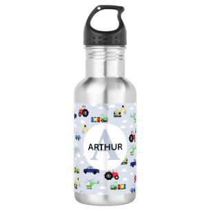 Garrafa Escola de Comboios e Crianças de Automóveis Azuis