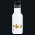 Garrafa Escrita Dourada com Lista de Cabelos Minimalista B<br><div class="desc">Um moderno e minimalista script de pincel de ouro chico chama-se garrafa de água branca artística. Estilo moderno estilo moderno de tipografia do pincel. Promova sua marca em estilo chic.</div>
