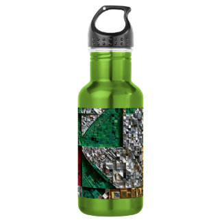 Garrafa Esmeralda Dourado Marfim Vermelho Azul Mosaico Qua