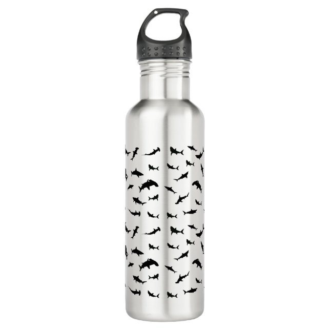 Garrafa Espelho de baleia de tubarão-sombra preto e branco (Frente)