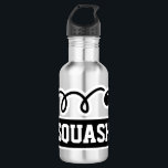 Garrafa Esportes de squash personalizados<br><div class="desc">Nome personalizado esmaga garrafa de água de aço inoxidável. Cor metálica de aço inoxidável. Ideia de presente esportivo para treinadores, jogadores, colegas de equipe e fãs de esportes. design de tipografia moderna para nome, citação engraçada, slogan ou monograma. Crie o seu único frasco de bebida monograma. Adequado para homens, mulheres...</div>