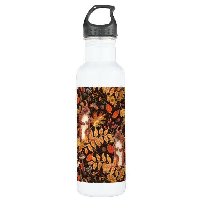 Garrafa Esquilos e flora autóctones em castanho escuro (Frente)