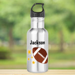 Garrafa Estrelas de futebol de crianças personalizadas<br><div class="desc">Uma garrafa de água de futebol e estrelas para crianças. Personalize facilmente com um nome para fazer disto um presente personalizado.</div>