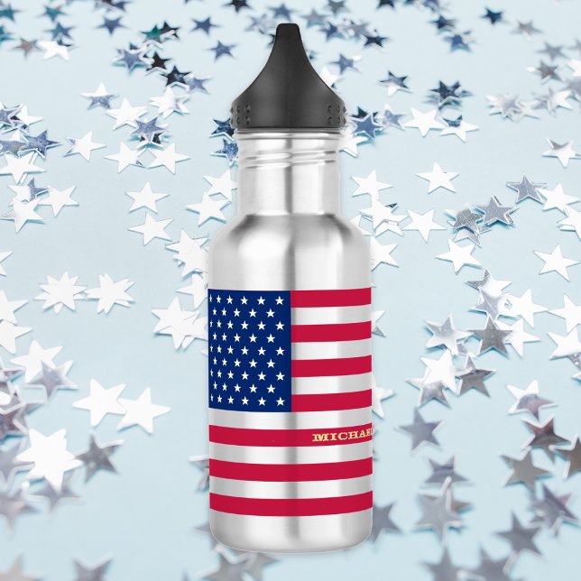 Garrafa Estrelas Patrióticas de Bandeiras Nacionais dos EU (USA America National Flag Patriotic Stars Stripes Water Bottle)