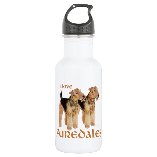 Garrafa Eu Amo Airedales (Frente)